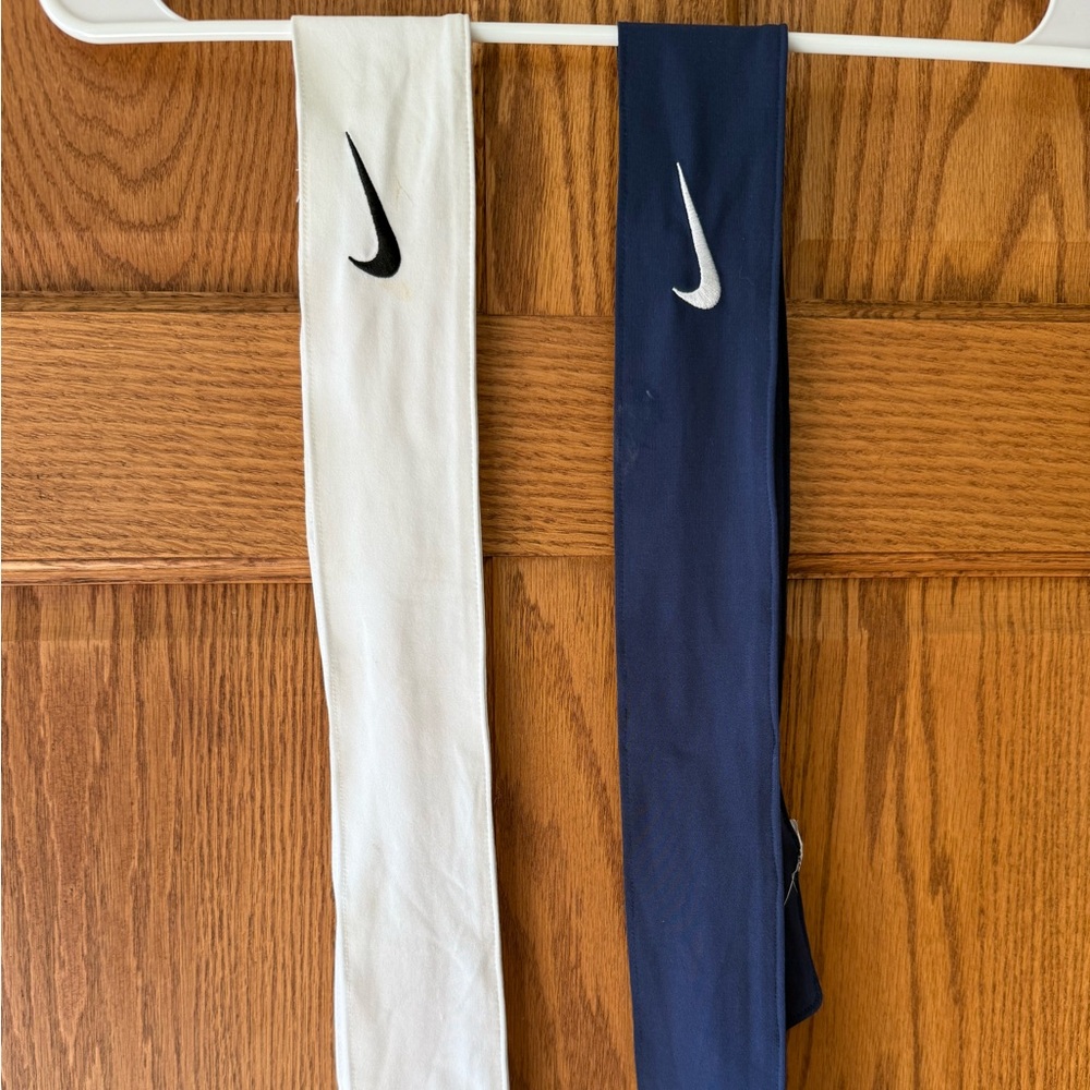 Nike Tie Headbands (White and Navy)